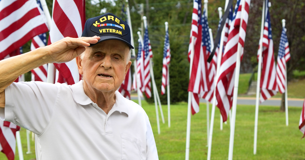 Korea War Veteran saluting 