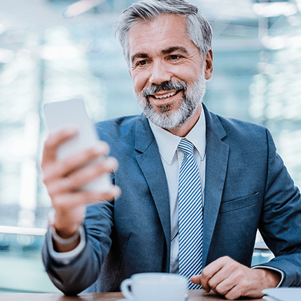Great for Business business man looking at mobile phone