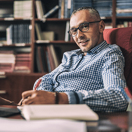 Planning for Life's Transitions man sitting at desk