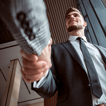 Customized Personal Banking man shaking hands with banker