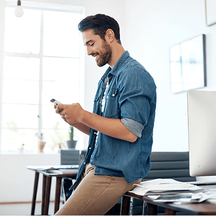 Secure Debit or Credit Transactions man on cell phone