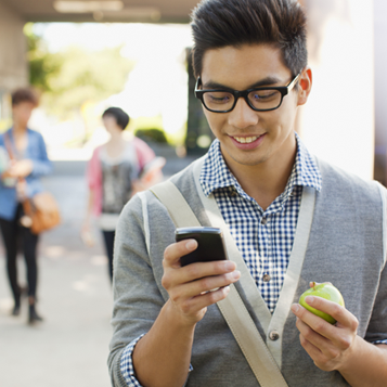 Four Simple Steps student on mobile phone