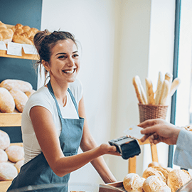 Make Payments woman cashier
