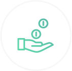 Streamlined Processing coins dropping in hand